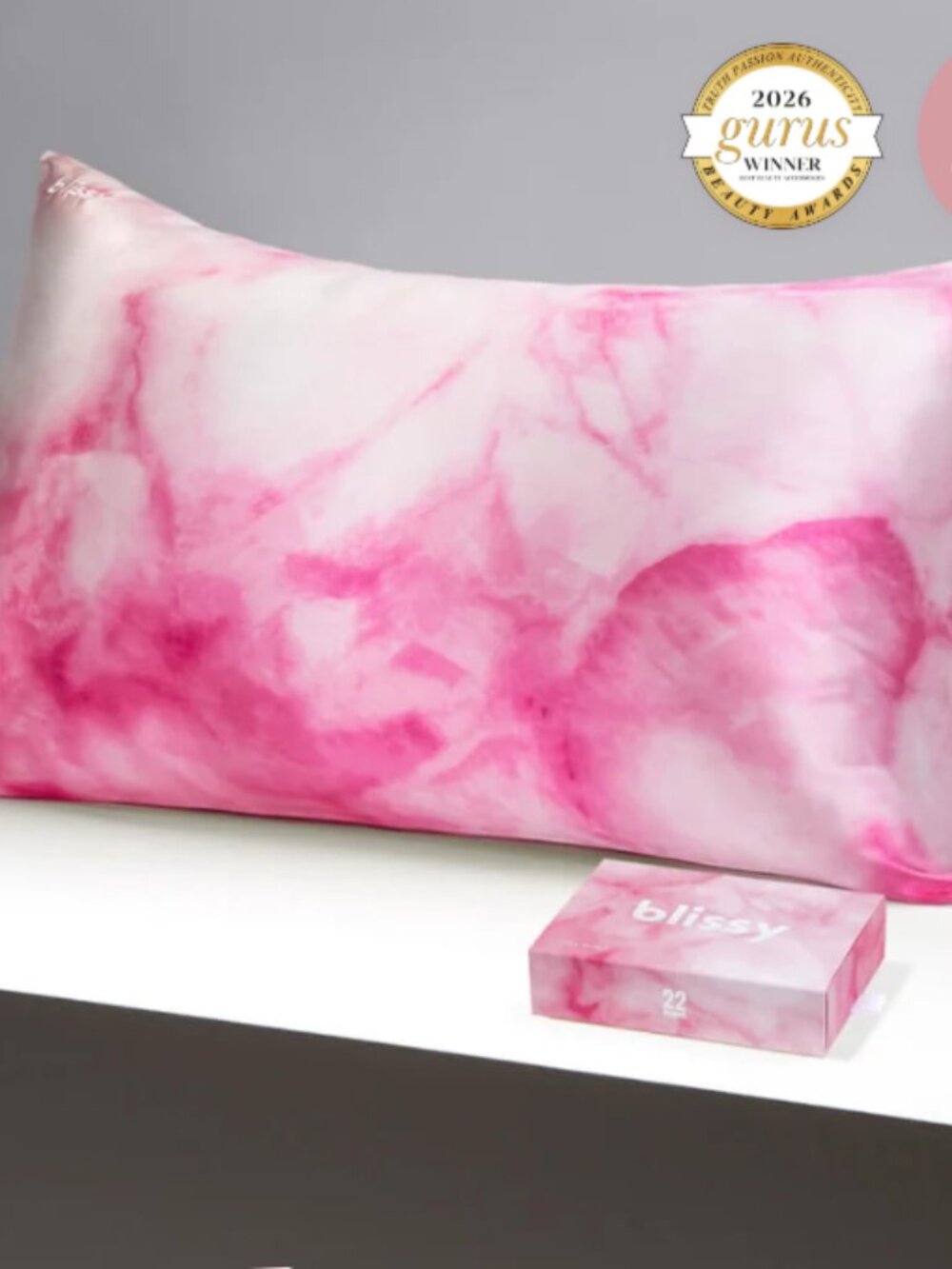 NEW Blissy Pink and Cream Tie-Dye 22 Momme Silk Pillowcase